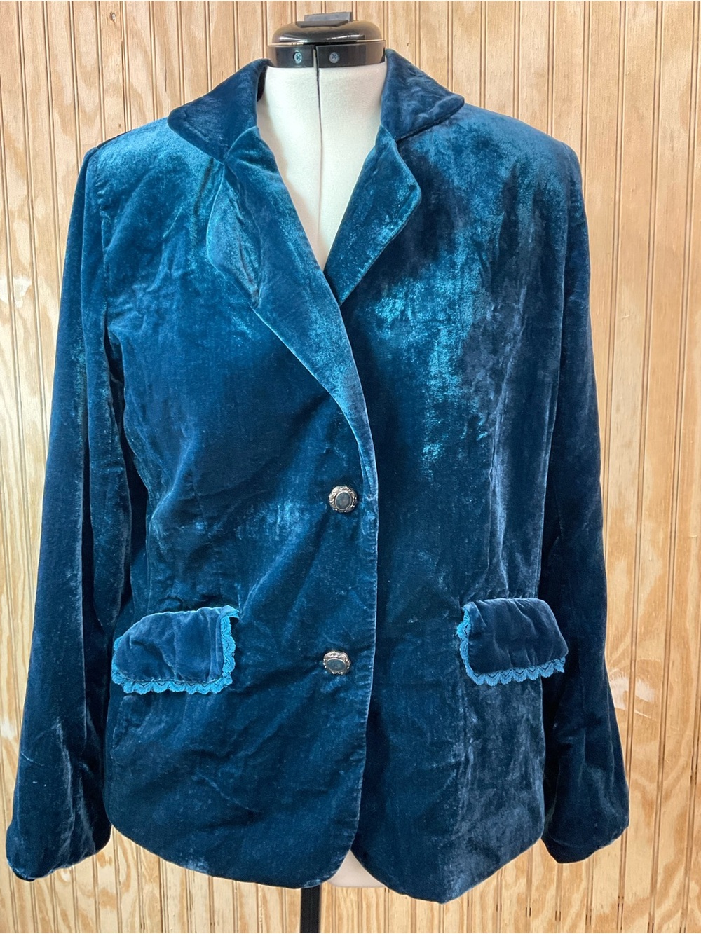 Dialogue Teal Velvet Blazer Jacket